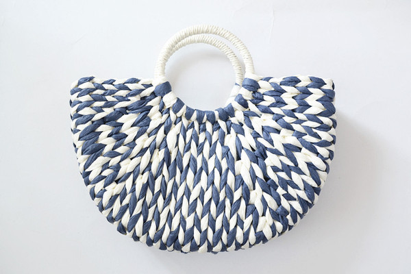Color: Blue, style: Without lining - New Mixed Color Woven Women'S Summer Straw Woven Bag Handbag Q119-CJNS114088002BY