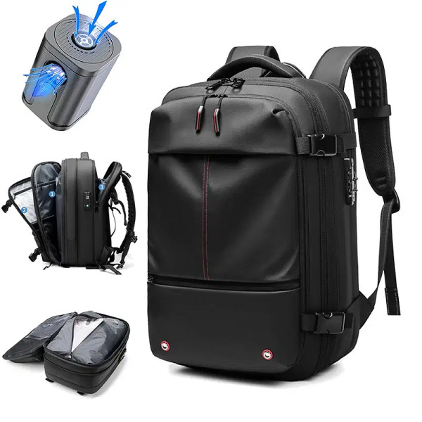 Color: black - Travel Men 17 inch Laptop Backpack vacuum compression Backpack Business Large Capaci F640-12000036823742517