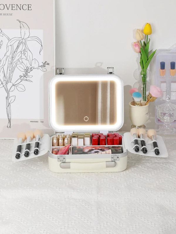 Color: WHITE - Women Skin Care Travel Storage Box Fashion Portable Makeup Bags Large Capacity Cosme F640-12000040459849637