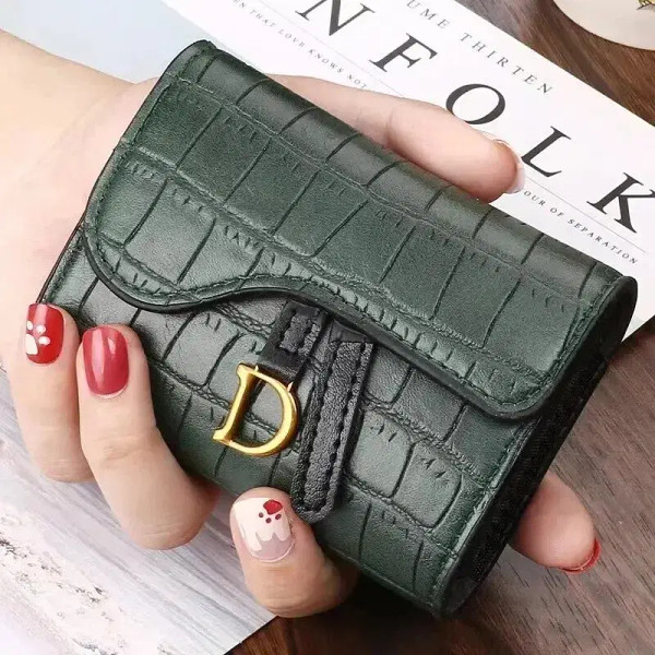Color: green - Women Luxury Card Holder Short Walet MiniPU Letter Wallet Multi Card Card Holder Sma F640-12000031481773264
