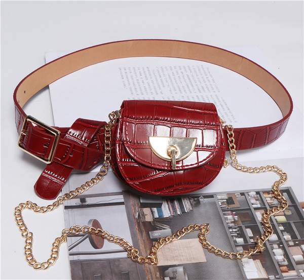 Color: Red, Style: Style B - Detachable belt and chain pouch Q119-CJBHNSNS14765-Red-Style B