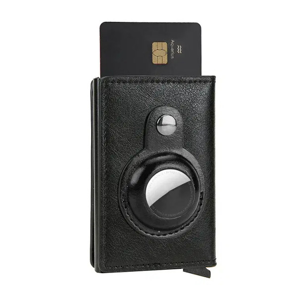 Color: black - Rfid Anti-theft ID Credit Card Holder Airtag Minimalist Thin Slim Aluminium Metal Wa F640-12000033131497428