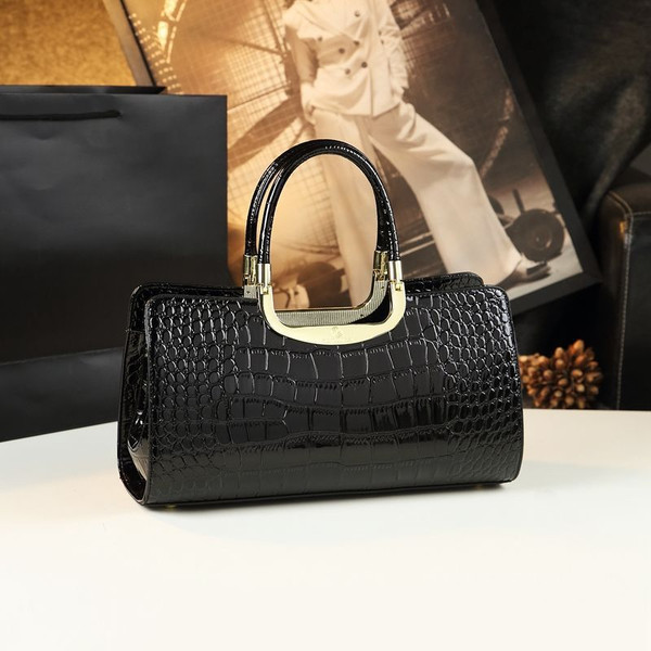 Color: black - Cowhide Women's Patent Leather Handbag Crossbody Bag Q119-CJNS184318810JQ
