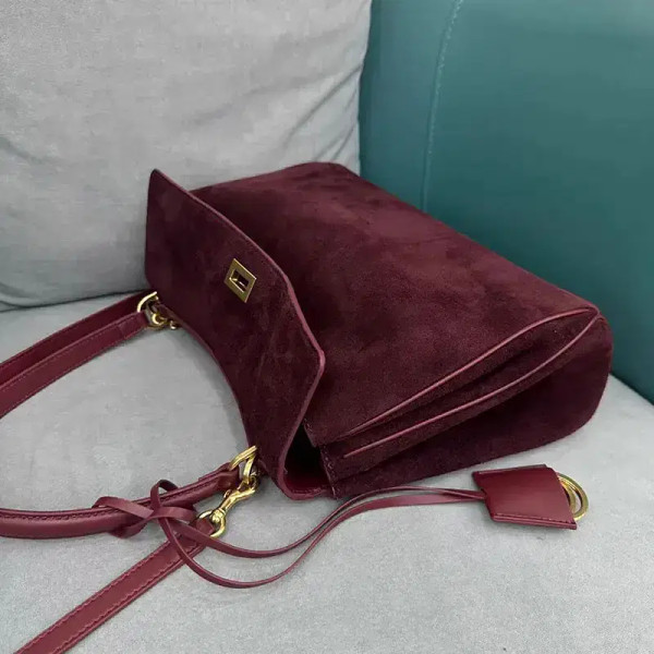 Color: black, Size: L - Luxury Design Women Tote Bag Suede Shoulder Bag High Quality Fashion Brown  F640-12000042179120504