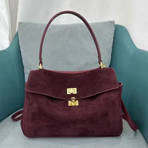 Color: GRAY, Size: M - Luxury Design Women Tote Bag Suede Shoulder Bag High Quality Fashion Brown L F640-12000042953359822