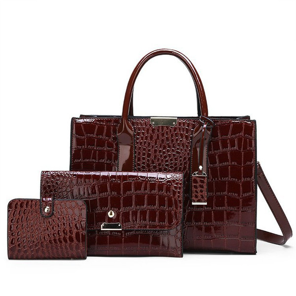 Color: Brown, style: Threepiece suit - European And American Fashion  Pattern One-Shoulder Messenge Q119-CJNS116280406FU