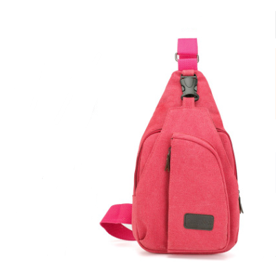 Color: Rose Red, Model: Small - Men's chest, foreign trade, New Sports Leisure Canvas slanting bag, Q119-CJBHNSNS02371-Rose Red-Small
