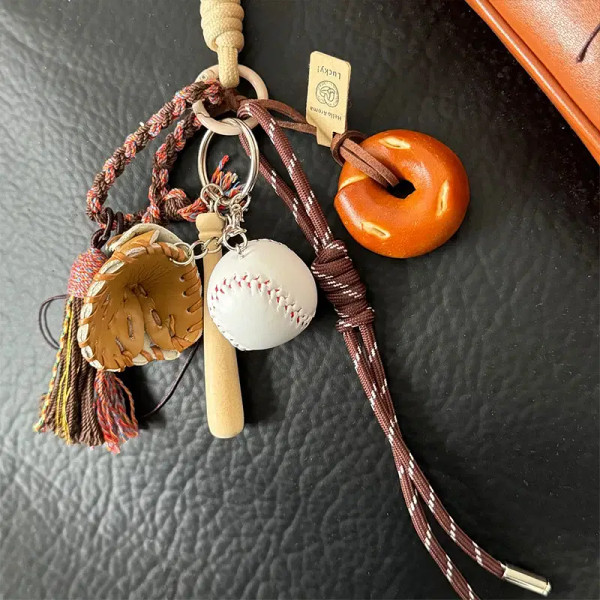 Color: Light Grey - DIY Bag Pendant Creative Bread Weaving Rope Colorful Nylon Lanyard Car Keychain F640-12000043694144986