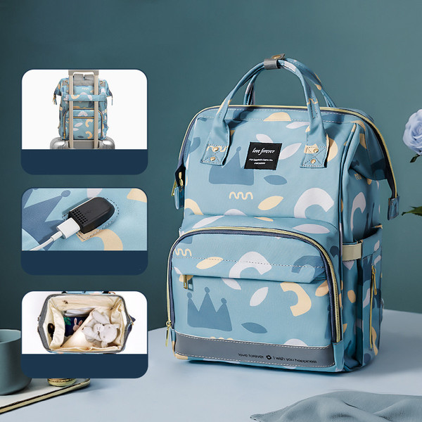 Color: Blue, style: Usb socket - New Fashion Portable Shoulders, Large Capacity And Multi-function Q119-CJNS119536204DW
