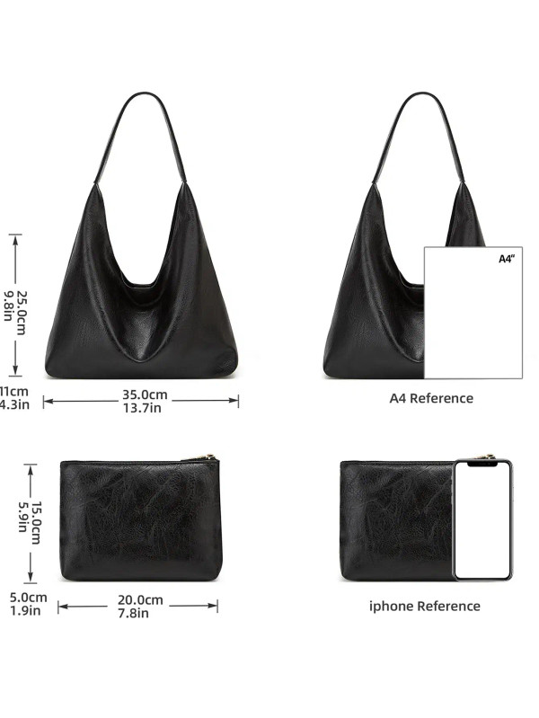 Color: Hot Pink, Size: L - New Tote bag 100 hand bill of lading shoulder women's bag retro simple l F640-12000039415017261