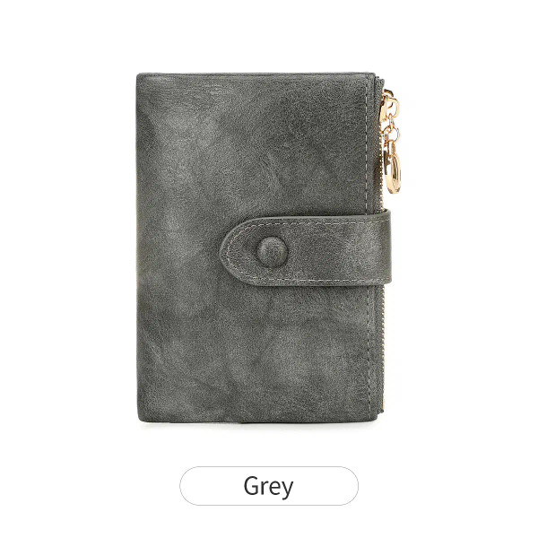 Color: GRAY - Minimalist Women's Wallet Short Three Layer Large Capacity Double Zipper Card Holder  F640-12000039550180061