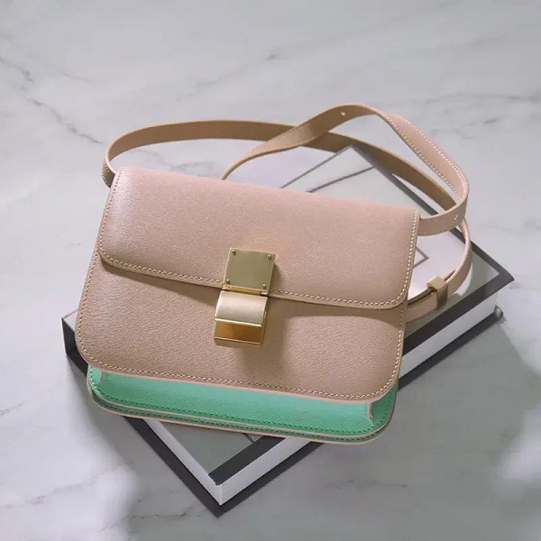 Color: SKY BLUE, Size: L - Factory Genuine Leather Ladies Tofu Bag Luxury Design Handbag Purse Smal F640-12000033444466285