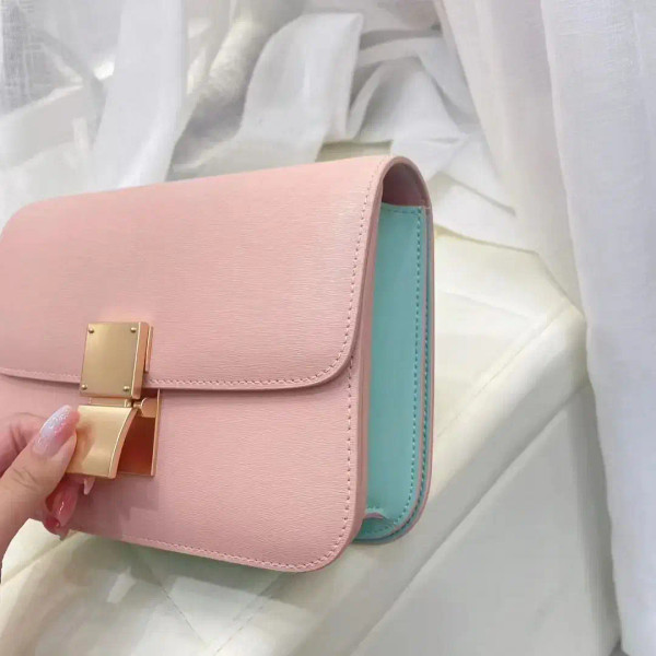 Color: SKY BLUE, Size: L - Factory Genuine Leather Ladies Tofu Bag Luxury Design Handbag Purse Smal F640-12000033444466285