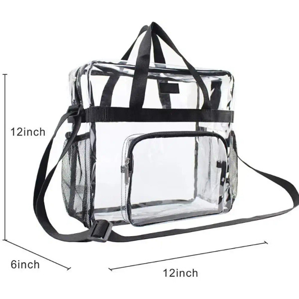 Color: black - Stadium Approved PVC Clear Purse Large Capacity Clear Bag Clear Crossbody Bag for Co F640-12000040195105662