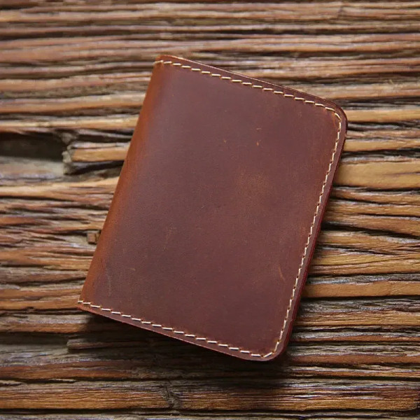 Color: Navy Blue - Retro Crazy Horse Leather Cards Cases Mens Cowhide Credit Card Holder Wallet Han F640-12000034511619433