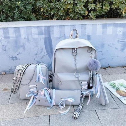 Color: Grey1, Bag style: Sixpiece suit - Strap High-capacity High School Student Backpack Q119-CJNS114398407GT