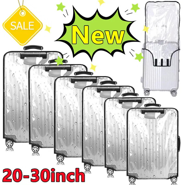 Color: Brown - New 20-30inch Luggage Cover Transparent Protector Waterproof Thickened Suitcase Cove F640-12000036024520567