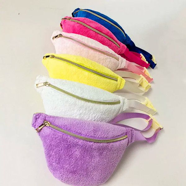 Color: Sky blue - Plush Colorful Fanny Bag Outdoor Waist Pack Female Banana  for Running Walking Fi F640-12000037072182873