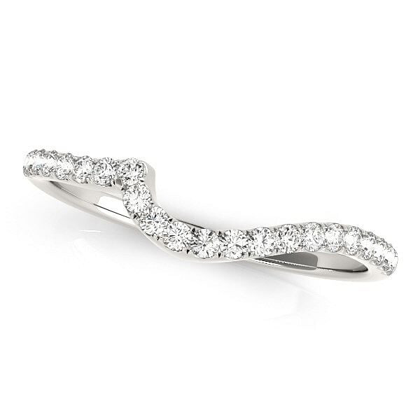 Size: 4 - 14k White Gold Round Pave Setting Curved Diamond Wedding Ring (1/5 cttw) P150-63008-4
