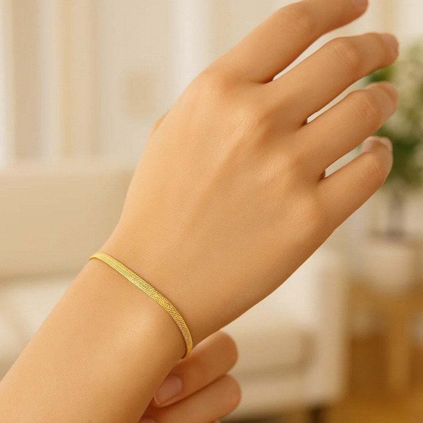 Size: 7 - Imperial Herringbone Bracelet in 10k Yellow Gold (2.8 mm) P150-73759-7