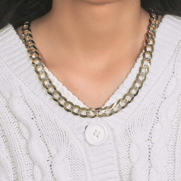 Size: 22'' - 14k Two Tone Gold Pave Curb Chain (8.30 mm) P150-79344-22