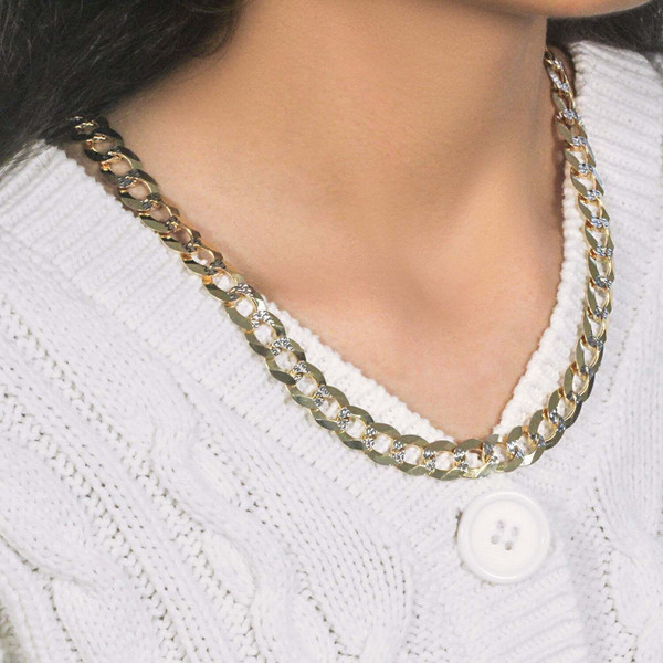 Size: 22'' - 14k Two Tone Gold Pave Curb Chain (8.30 mm) P150-79344-22