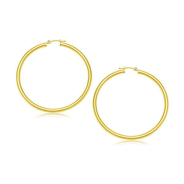 14k Yellow Gold Polished Hoop Earrings (3x30mm) P150-79646
