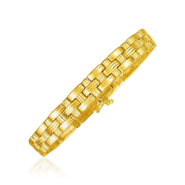 Size: 7.25'' - 14k Yellow Gold Basket Weave Bracelet P150-40277-7.25