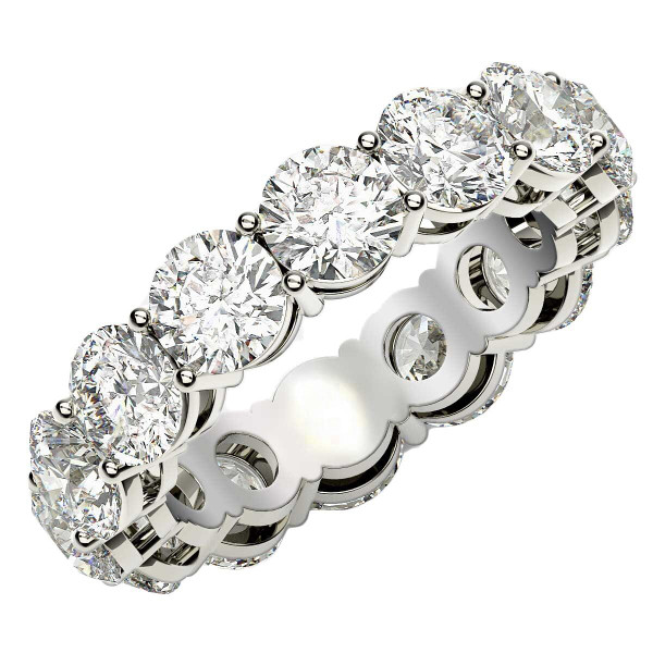 Size: 4.5 - Round Cut Lab Grown Diamond Eternity Ring in 14k White Gold (6 cttw FG/VS2) P150-87038-4.5