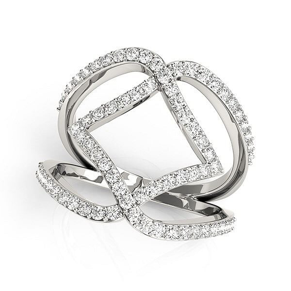 Size: 9 - 14k White Gold Entwined Design Diamond Dual Band Ring (3/4 cttw) P150-42466-9