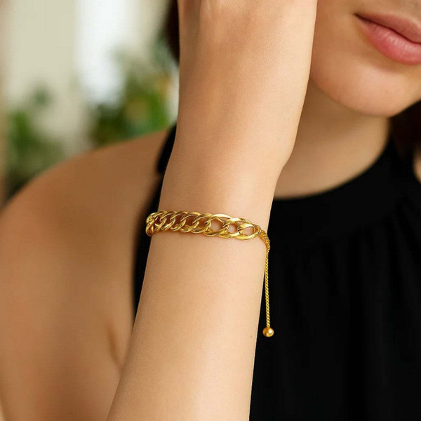 Size: 9.25'' - Adjustable Chain Bracelet in 14k Yellow Gold P150-99348-9.25