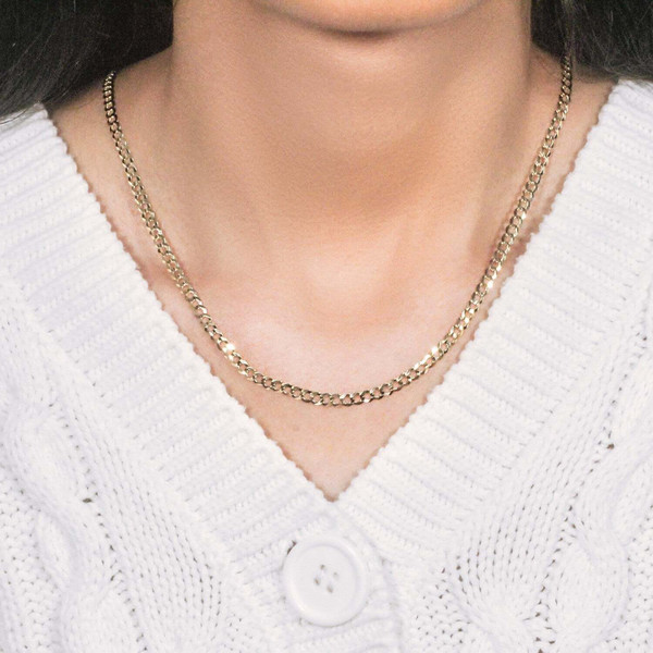Size: 18'' - 14k Yellow Gold Solid Curb Chain (3.60 mm) P150-44168-18