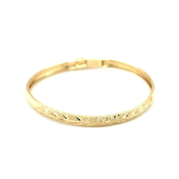 Size: 5'' - 10k Yellow Gold Dome Childrens Diamond Cut Florentine Bangle P150-85637-5