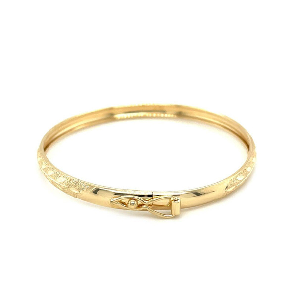 Size: 5'' - 10k Yellow Gold Dome Childrens Diamond Cut Florentine Bangle P150-85637-5