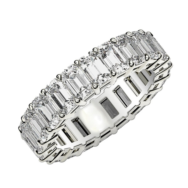 Size: 8 - Emerald Cut Lab Grown Diamond Eternity Ring in 14k White Gold (3 cttw FG/VS2) P150-09478-8