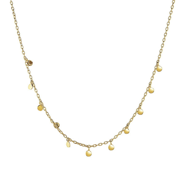 Size: 16'' - Choker Necklace with Hammered Beads in 14k Yellow Gold P150-50095-16