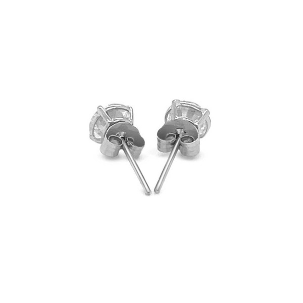 14k White Gold Stud Earrings with White Hue Faceted Cubic Zirconia(5mm) P150-5873