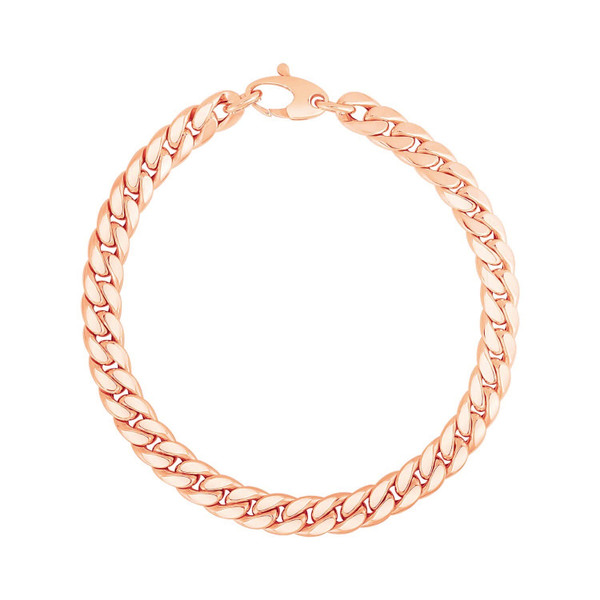Size: 7.25'' - 14K Rose Gold Cuban Link Bracelet P150-70657-7.25