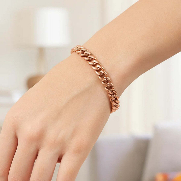 Size: 7.25'' - 14K Rose Gold Cuban Link Bracelet P150-70657-7.25