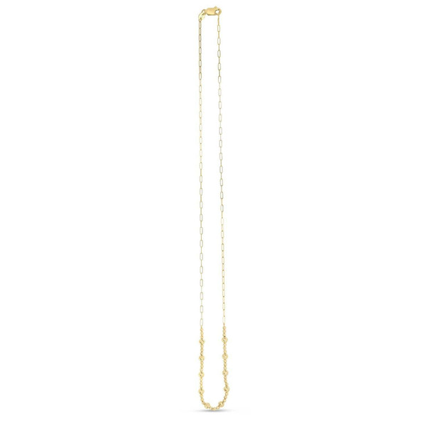 Size: 18 - 14k Yellow Gold Bead Paperclip Necklace P150-68587-18