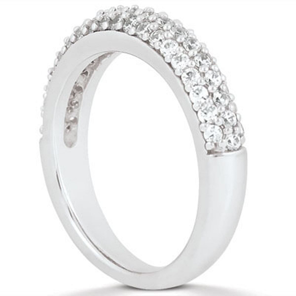 Size: 5 - 14k White Gold Triple Multi-Row Micro- Pave Diamond Wedding Ring Band P150-95233-5