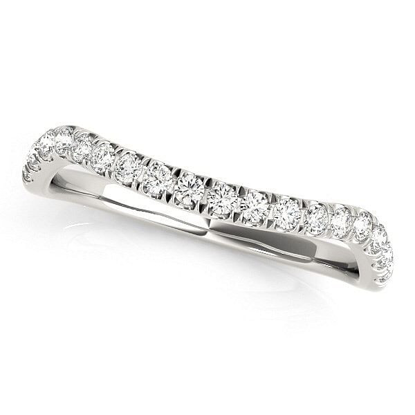 Size: 8 - 14k White Gold Curved Design Diamond Wedding Band (1/4 cttw) P150-34414-8