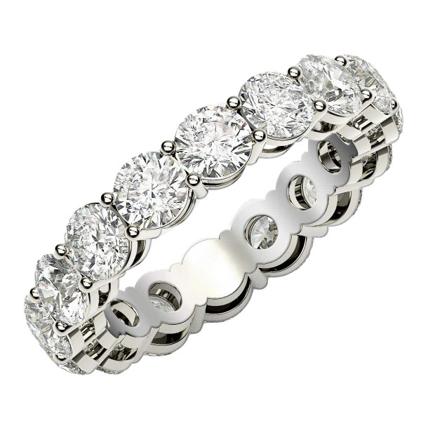 Size: 6.5 - Round Cut Lab Grown Diamond Eternity Ring in 14k White Gold (4 cttw FG/VS2) P150-05996-6.5