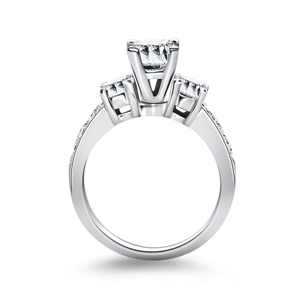 Size: 7 - 14k White Gold Three Stone Engagement Ring with Diamond Band P150-80433-7