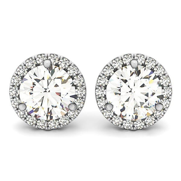 14k White Gold Round Prong Halo Style Earrings (1 cttw) P150-20866