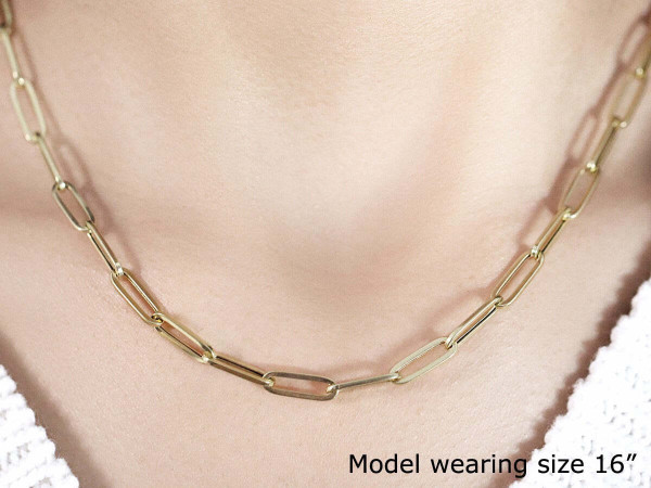 Size: 18 - 10K Yellow Gold Lite Paperclip Chain (4.20 mm) P150-77733-18