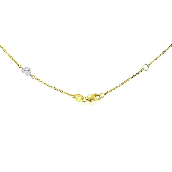 Size: 10'' - 14k Two Tone Gold Anklet with Diamond Cut Heart Style Stations P150-80966-10