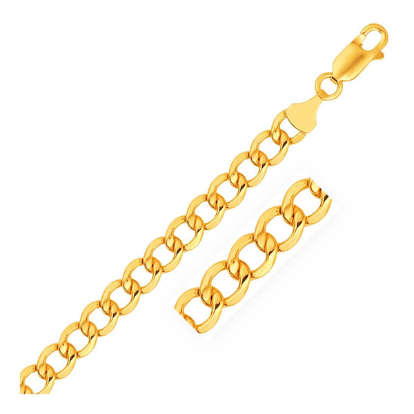 Size: 8 - 6.2mm 10k Yellow Gold Lite Curb Bracelet P150-65383-8