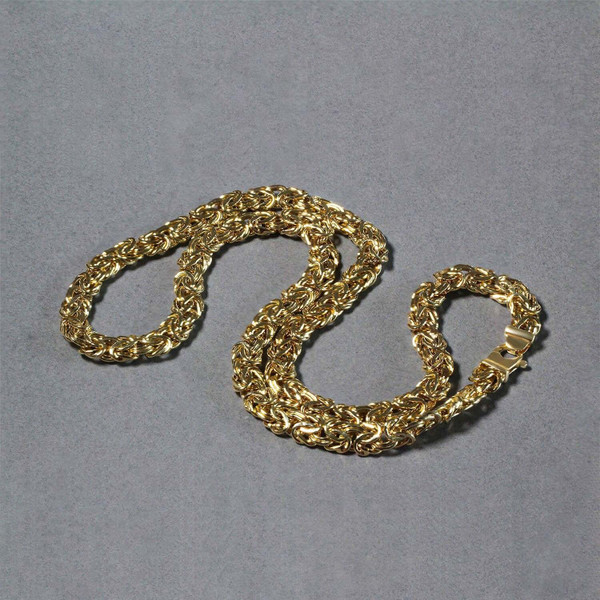Size: 18'' - 14k Yellow Gold Byzantine Motif Chain Necklace P150-48776-18