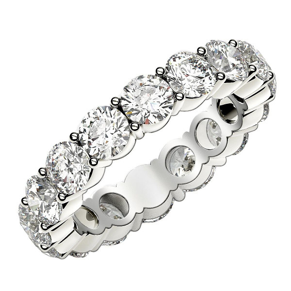 Size: 5 - Round Cut Lab Grown Diamond Eternity Ring in 14k White Gold (4 cttw FG/VS2) P150-76240-5